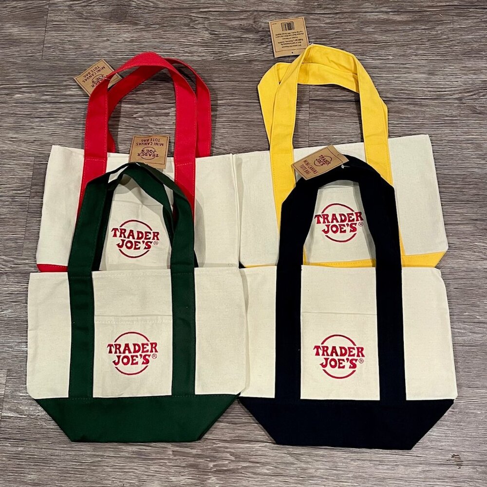 NWT All 4 Trader Joe’s Mini Canvas Tote Lunch Bag… - image 1